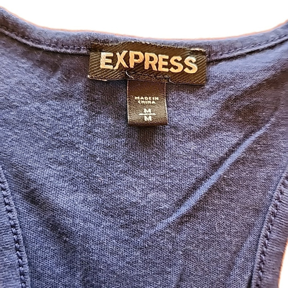 Express Summer Sequin Tank Top, Blue, Racerback Lace Detail Size XS - Picture 2 of 7